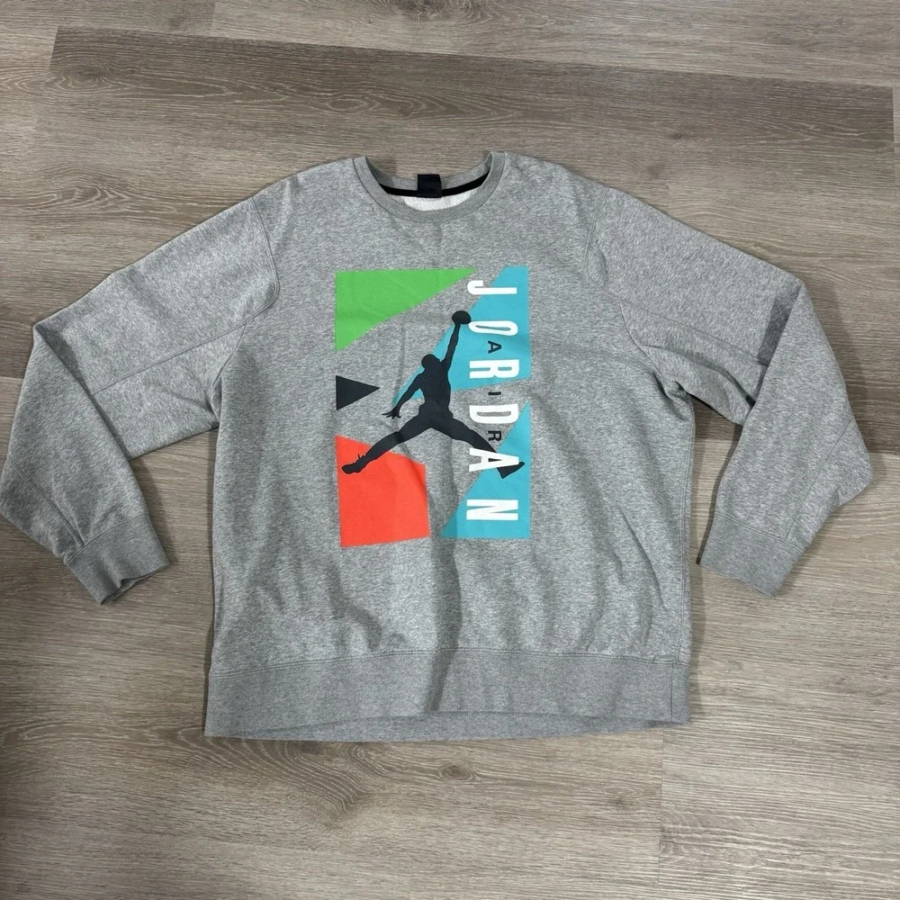 Nike Air Jordan Grey Color Block‎ Jumpman Sweatshirt Men's 3XL